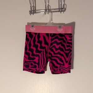 Nike Girls' Pink and Black Zebra Print Athletic Shorts